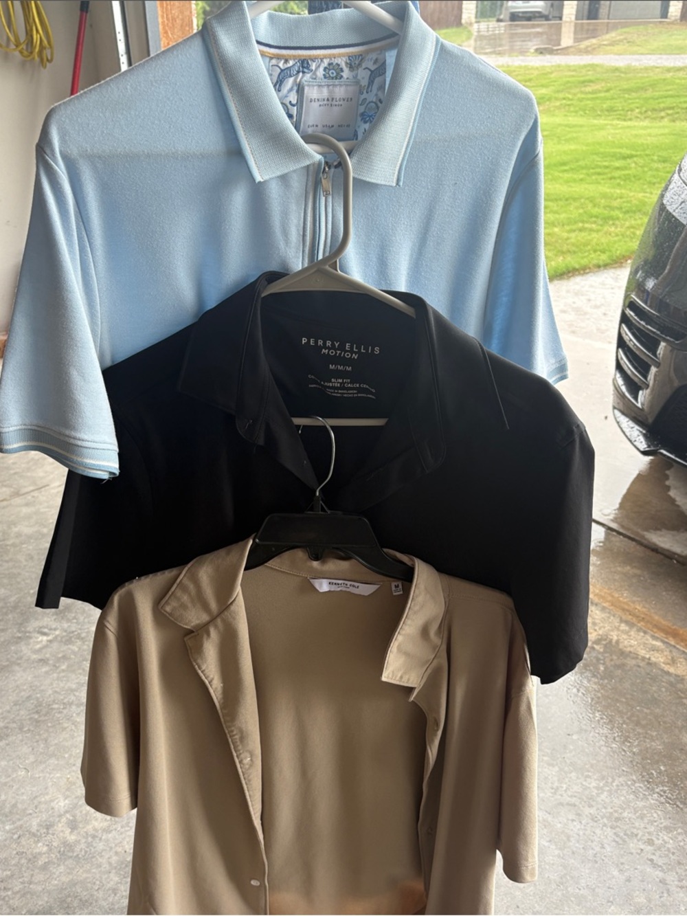 Bundle shirts Kenneth Cole( Brown)Perry Ellis (black), Denim and Flower (blue)
